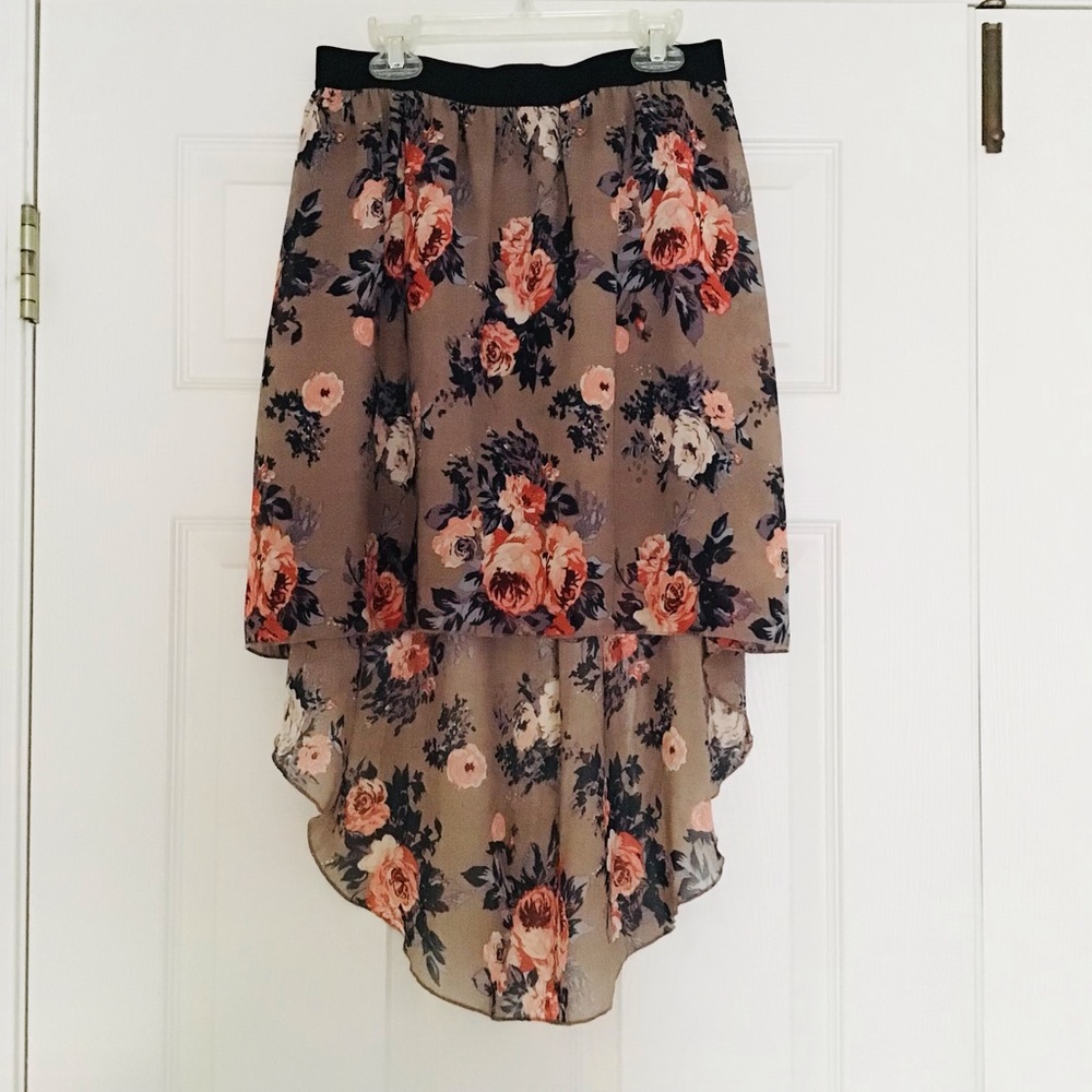 Beautiful Floral High Low Skirt